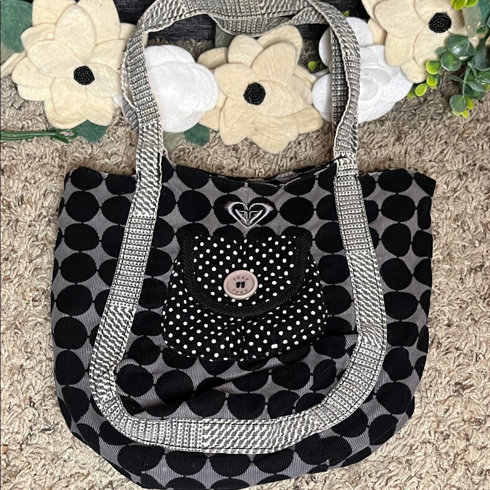 Black and Gray Polka Dot-Vintage Roxy Quicksilver handbag tote